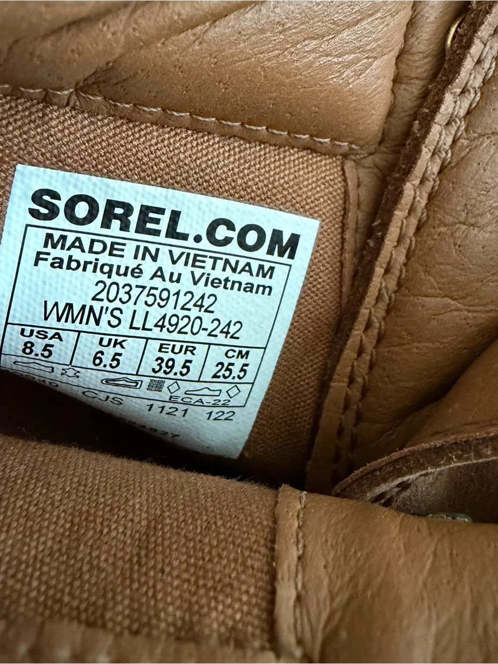 New Women’s Sorel Tan  Leather Lennox Waterproof Hikers No Box 8 1/2